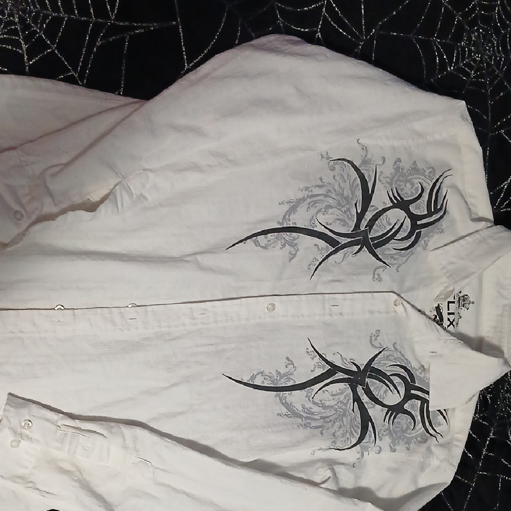 Helix White and Black Casual Button Down Shirt